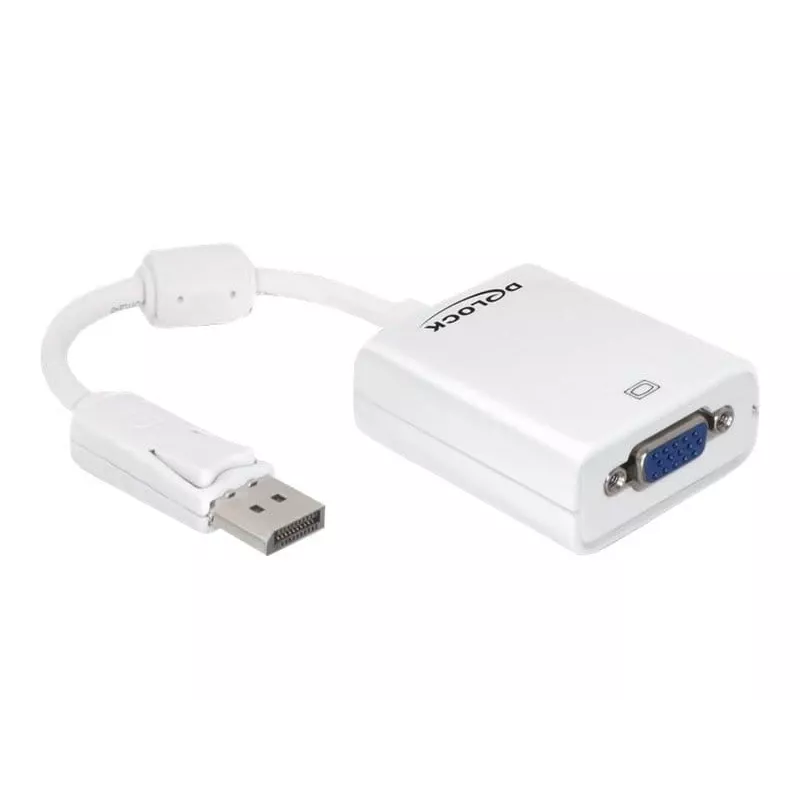 Videokaapelisovitin DeLOCK 61766 0,125 m VGA DisplayPort valkoinen