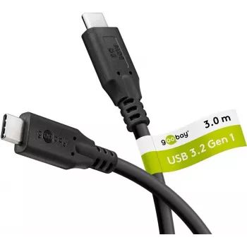 Goobay USB-C-kaapeli USB 3.2 60 W 5 Gbit/s Power Delivery 3 m - -pistoke> (74729)