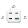 MediaRange MRMA124 matkalaturi 100W AC, 3x USB-C, 100–240V tulo, 1,5 m kaapeli, valkoinen