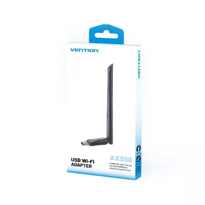 Vention AX300 USB Wi-Fi 6 2,4GHz BK verkkokortti