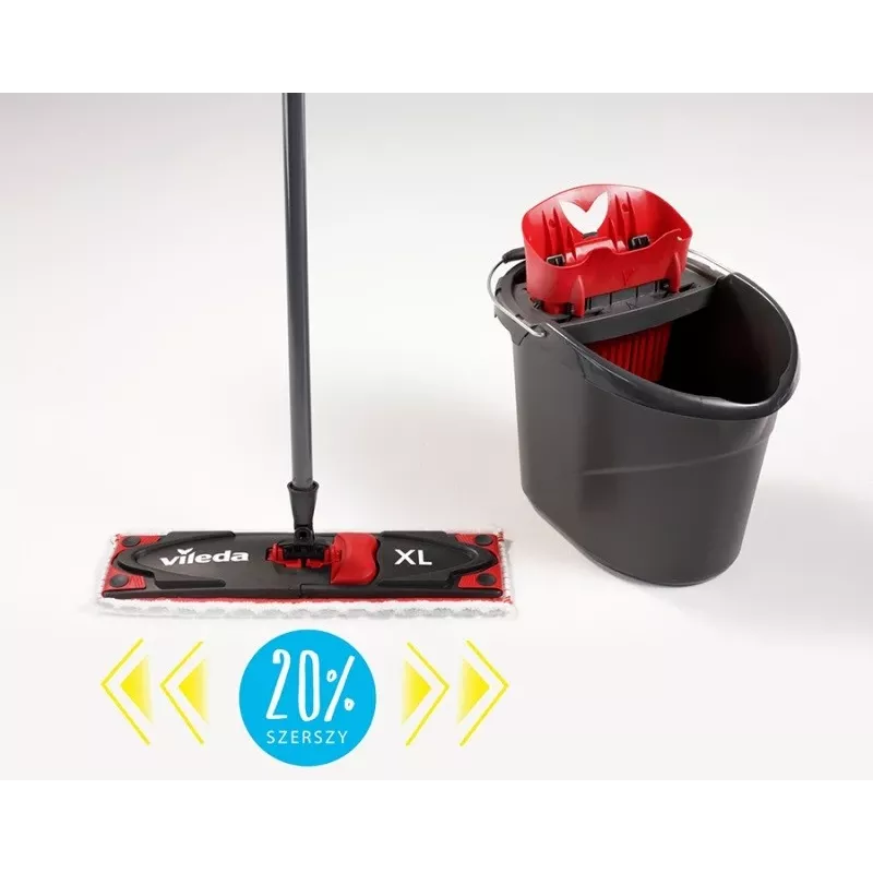 VILEDA Wischmopp Ultramax XL Box — pestävä mikrofiber-360°-kiertopää, taitettava, koville lattioille