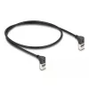 Verkkokaapeli DeLOCK RJ45 Cat.6A S/FTP ohut 90° ylöspäin 0,5 m musta