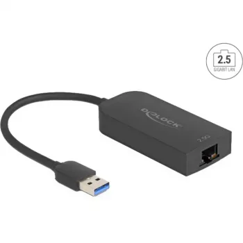 DeLOCK 66045 sovitin USB 5 Gbps Type-A - 2,5 Gigabit LAN RJ45 musta