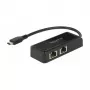 DeLOCK 63927 USB-C - 2x Gigabit LAN -sovitin, musta