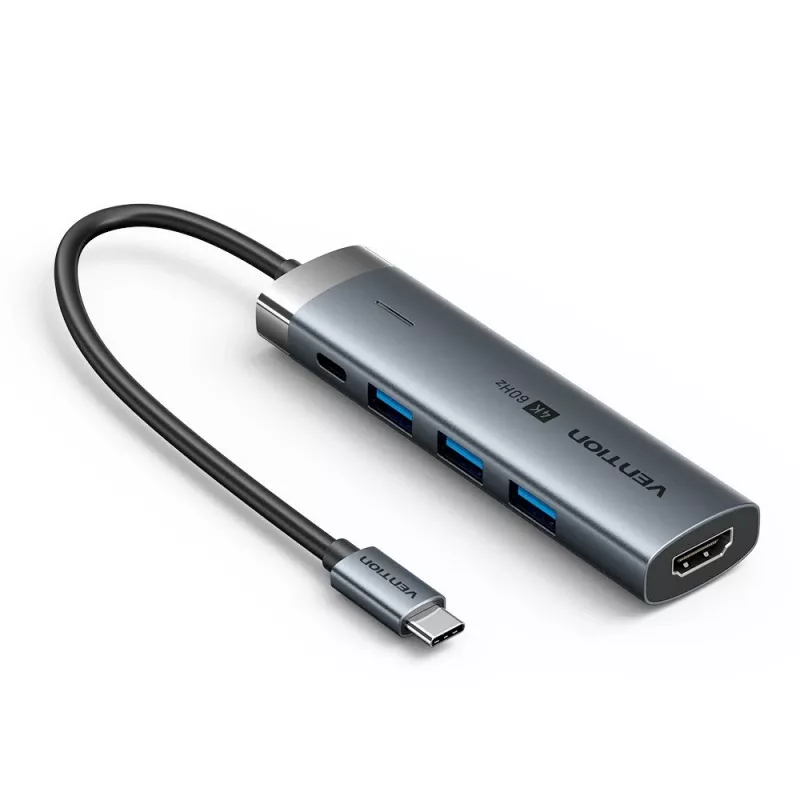 Vention 5-in-1 USB-C -keskitin 100W PD 5Gbps 4K@60Hz