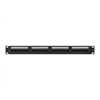 Patch-paneeli 1U LANBERG PPUA-1024-B, 24 porttia, Cat6a, U/UTP, 1U rack, syvyys 102 mm, metalli, musta