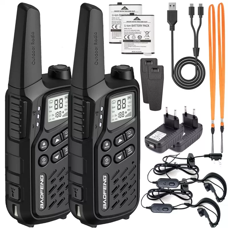 Walkie-talkie Baofeng BF-T25E musta, 2 kpl