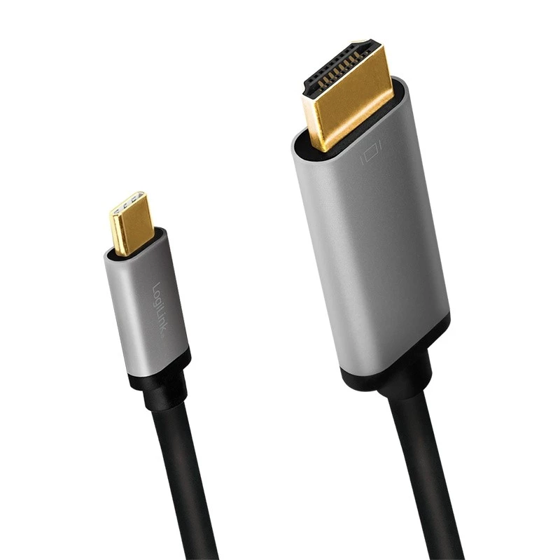LogiLink CUA0101 USB 3.2 Gen1 Type-C - HDMI-A -kaapeli 1,8 m musta harmaa