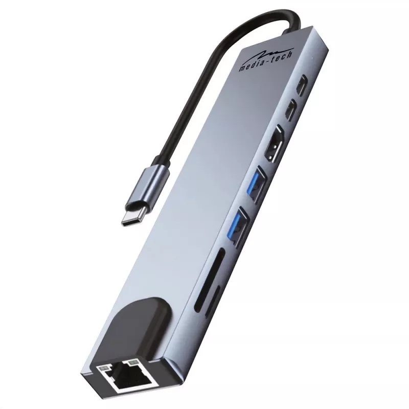 MEDIA-TECH USB-KESKITIN 8 IN 1 GIGA LAN HUB MT5046