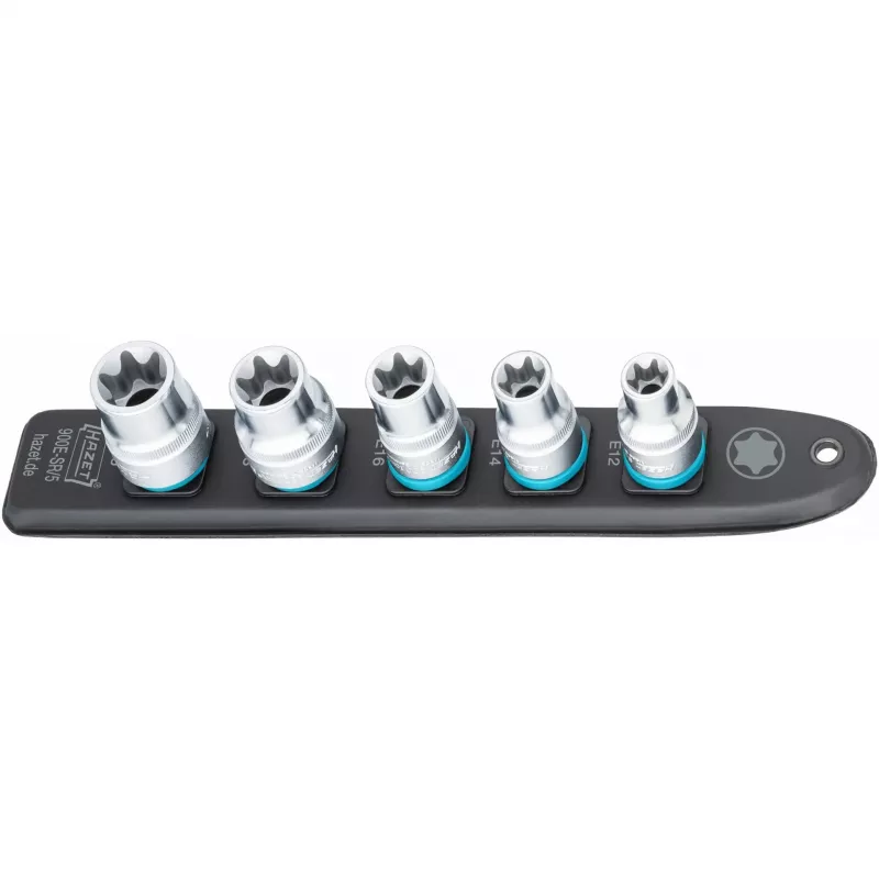 Hylsysarja Hazet 900E-SR/5 — 1/2 tuuman käyttö TORX E12–E20 lyhyet hylsyt