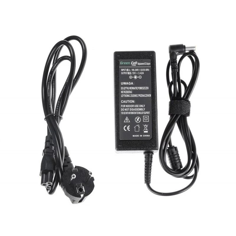 Virtalähde Green Cell AD01P — 60 W, 19 V 3,42 A, kannettavan virtalähde sisäkäyttöön, musta