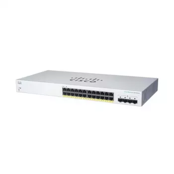 Hallittava L2 Gigabit PoE -kytkin Cisco CBS220-24FP-4G — 24x Gigabit RJ-45, PoE, 56 Gbit/s, MAC 8192, räkkiasennus