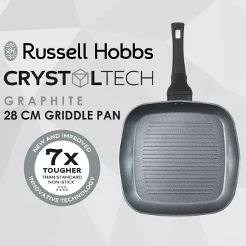 Paistolevy Russell Hobbs RH01861EU7 28 cm Crystaltech – tarttumaton paistopinta, litteä grillipannu