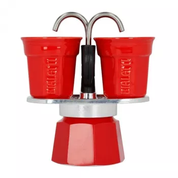 Bialetti Mini Express kahvinkeitin punainen 2 kuppia + 2 kuppia