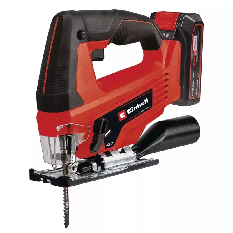 Einhell TC-JS 18/70 Li akkupistosaha 4321280, Power X-Change, 18 V, 2700 iskua/min, 70 mm leikkuusyvyys, sis. 2,5 Ah akun ja laturin, punainen/musta