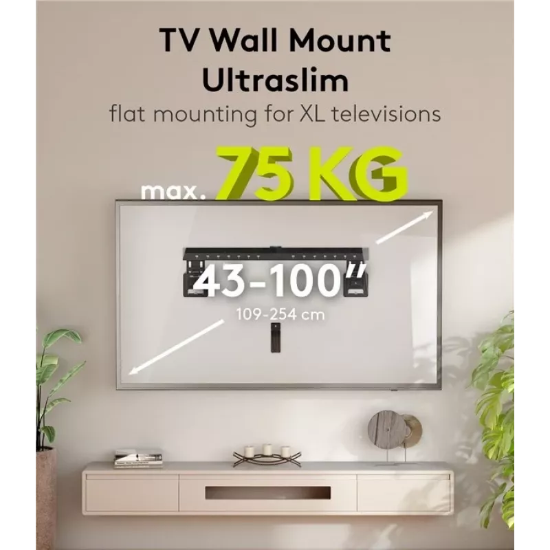 Kiinteä TV-seinäteline WENTRONIC Goobay Ultraslim 70822 XL musta litteille näytöille