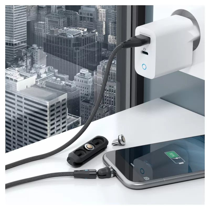 USB-kaapeli RealPower MagneticCharge3 1m USB A musta