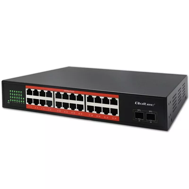 Verkkokytkin QOLTEC Gigabit Ethernet PoE 24xRJ45 2xSFP