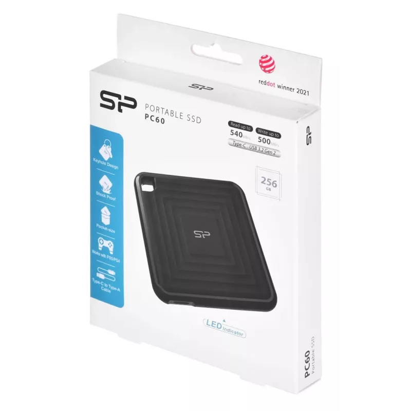 Silicon Power PC60 256 GB USB Type-C 3.2 Gen 2 (3.1 Gen 2) musta