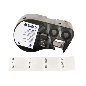 Brady, M4-49-427, itselaminoituva vinyyli, valkoinen/läpinäkyvä, 25,40 x 9,53(25,40) mm, pysyvä, kaapelin halkaisijalle 2,70 – 5,10 mm (260 kpl) (170750)