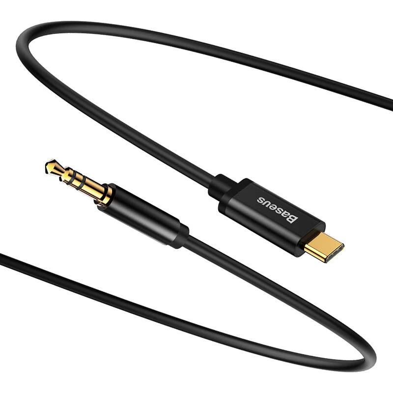 Baseus Yiven audiokaapeli USB-C – 3,5 mm miniliitin, 1,2 m (musta)