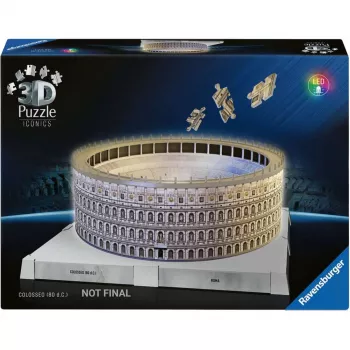 3D-palapeli Ravensburger Iconics Colosseum Rooma – 216 palaa, sisältää LED-valon
