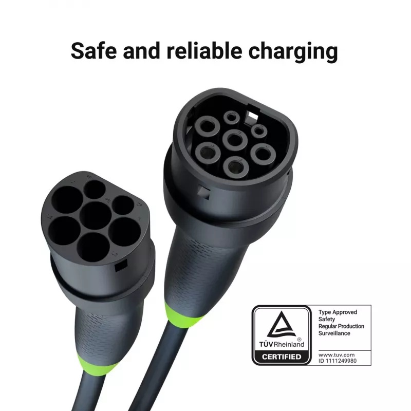 Latauskaapeli Green Cell EVKABGC03 — Type 2, 5 m, 11 kW, sähköautoille