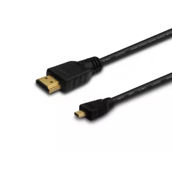 HDMI-kaapeli SAVIO CL-39 1 m — Type-A (uros) Type-D Micro (uros), HDMI 1.4, 4096x2160, ARC, Ethernet, kullatut kontaktit, musta