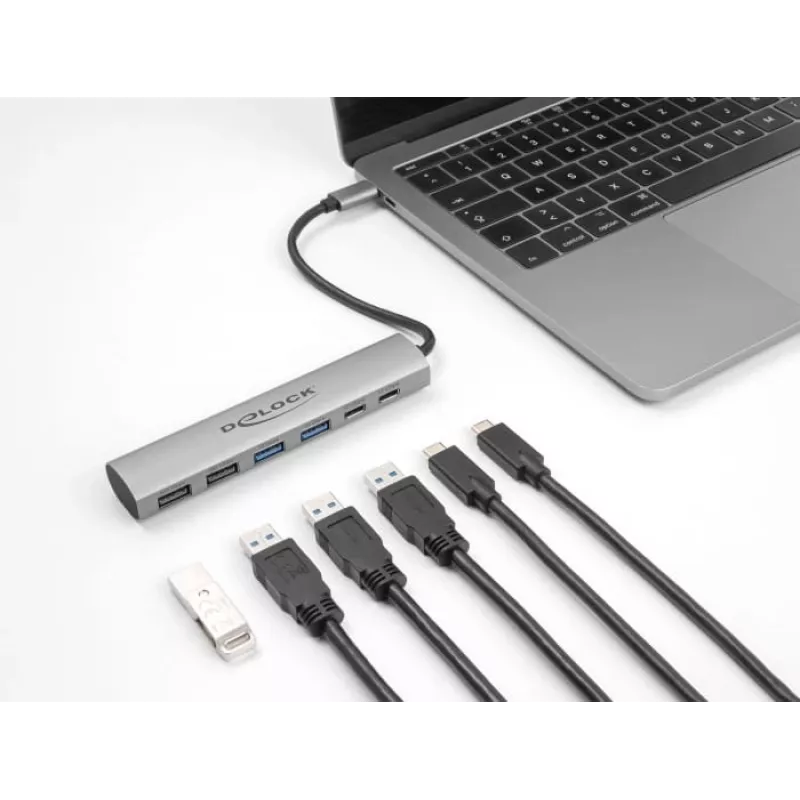 DeLOCK 64232 kannettavan telakka johdollinen USB 3.2 Gen 1 Type-A Type-C harmaa
