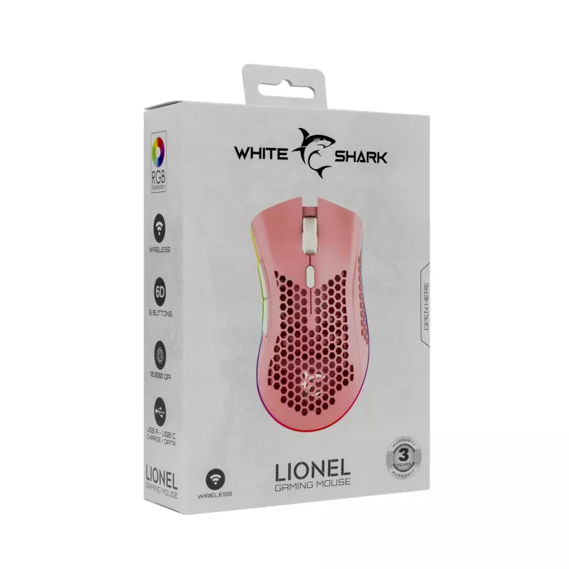 Hiiri White Shark WGM-5012 Lionel pinkki USB