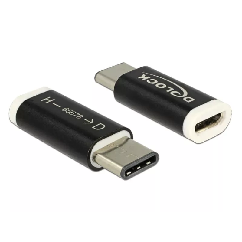 Delock - USB-sovitin - 24-pin USB-C (uros) - Micro-USB Type-B (naaras) - USB 3.1 - musta (65678)