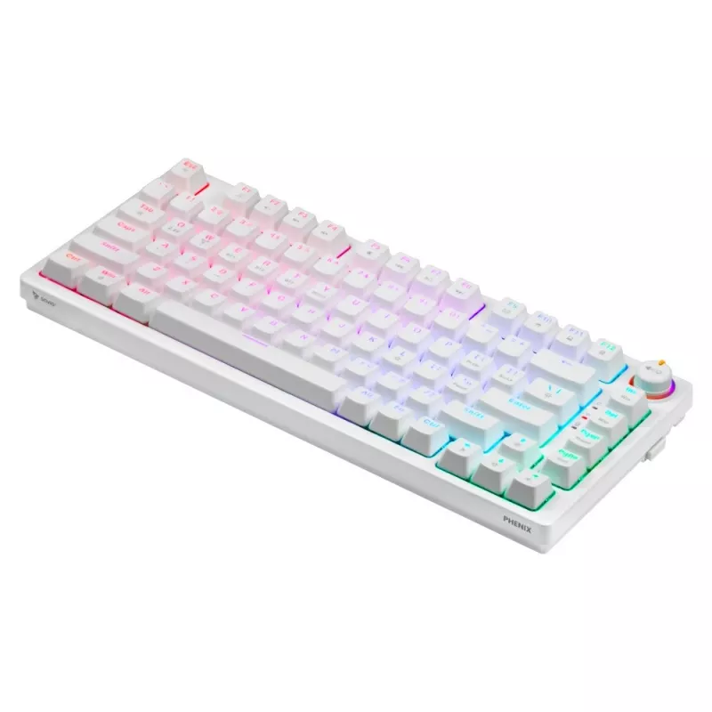 SAVIO PHENIX WHITE langaton mekaaninen näppäimistö, Gateron Red Pro, ABS
