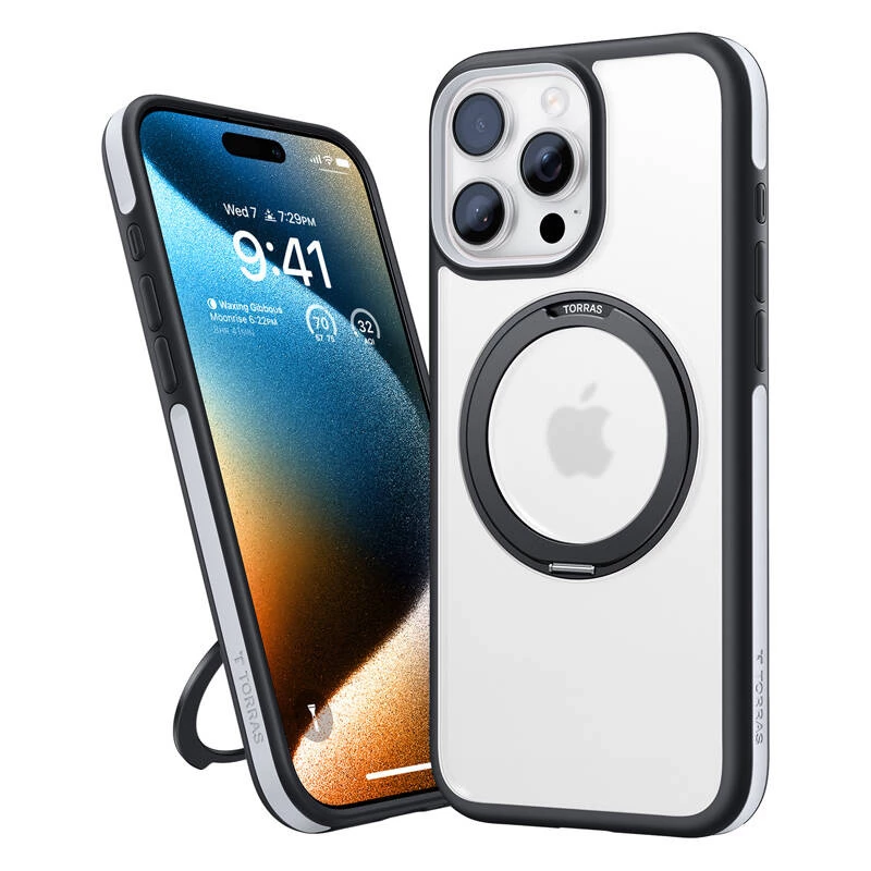 Suojakotelo Torras Ostand R Fusion iPhone 16 Pro Maxille – musta