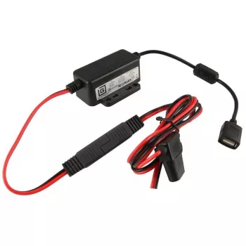 Laturi mobiililaitteille RAM Mounts RAM-GDS-CHARGE-V7B1U — USB-laturi sisäkäyttöön, 10–30 V tulo, 9 V maks. lähtö, 2,5 A, 1,2 m kaapeli, musta/punainen