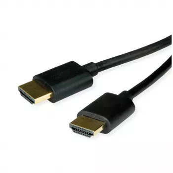 ROLINE HDMI High Speed -kaapeli Ethernetillä ohut ST-ST musta 1,5 m 11.04 - kaapeli - digitaalinen/näyttö/video