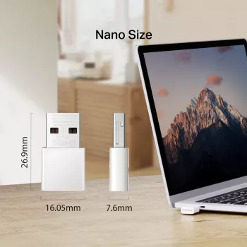 Verkko-USB-sovitin MERCUSYS MA30N — dualband-WLAN (2,4/5 GHz), 400/867 Mbit/s, USB 2.0, sisäinen antenni, valkoinen