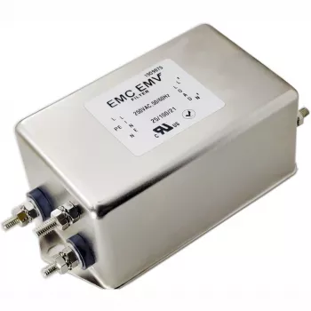 Akyga EN2060-20-S yksivaiheinen EMI-suodatin, 20 A, 120–250 V AC, 50/60 Hz, M4-ruuviliitännät