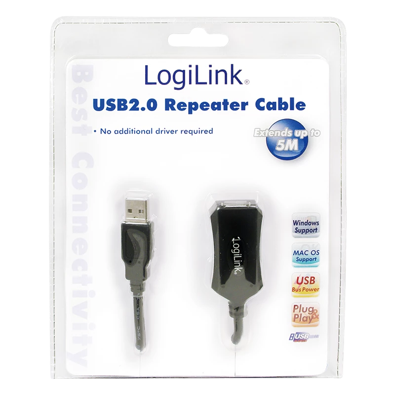LogiLink USB 2.0 -toistinkaapeli - 5,0 m USB-kaapeli 5 m USB A