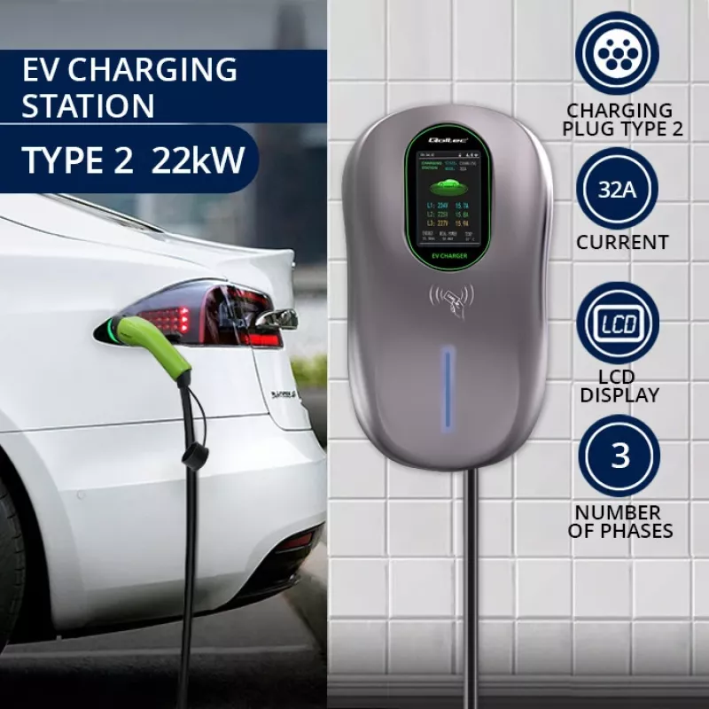 EV-latausasema QOLTEC 52430 22 kW WLAN RFID 3-vaiheinen, 32 A, Type 2, IP54