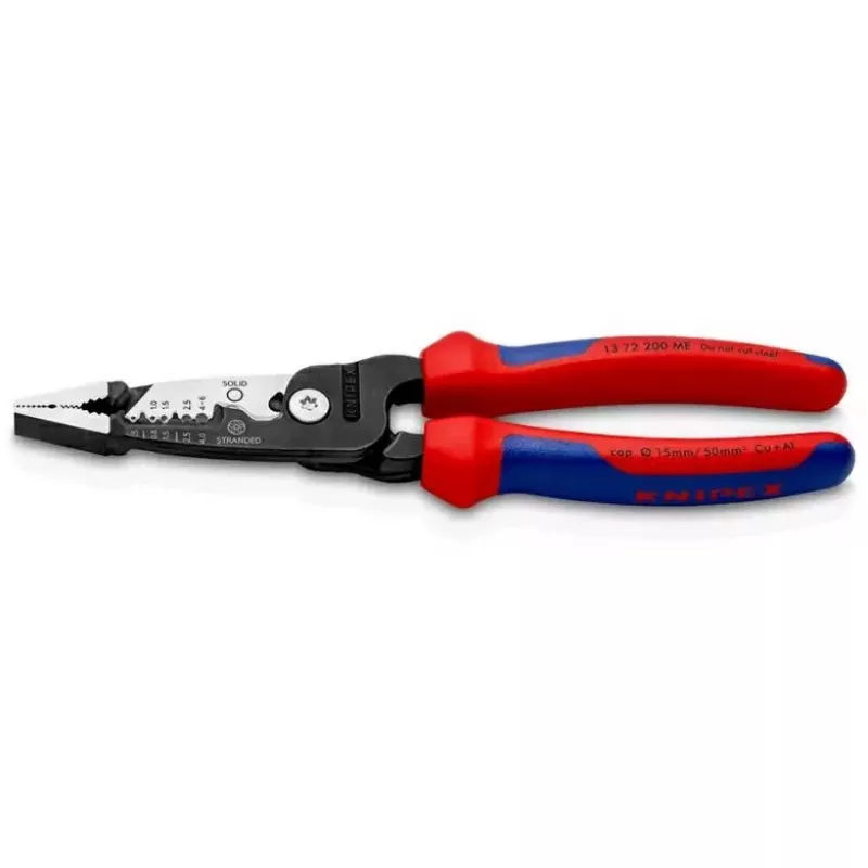 Knipex 13 72 200 ME kuorintapihti musta, sininen, punainen, ruostumaton teräs