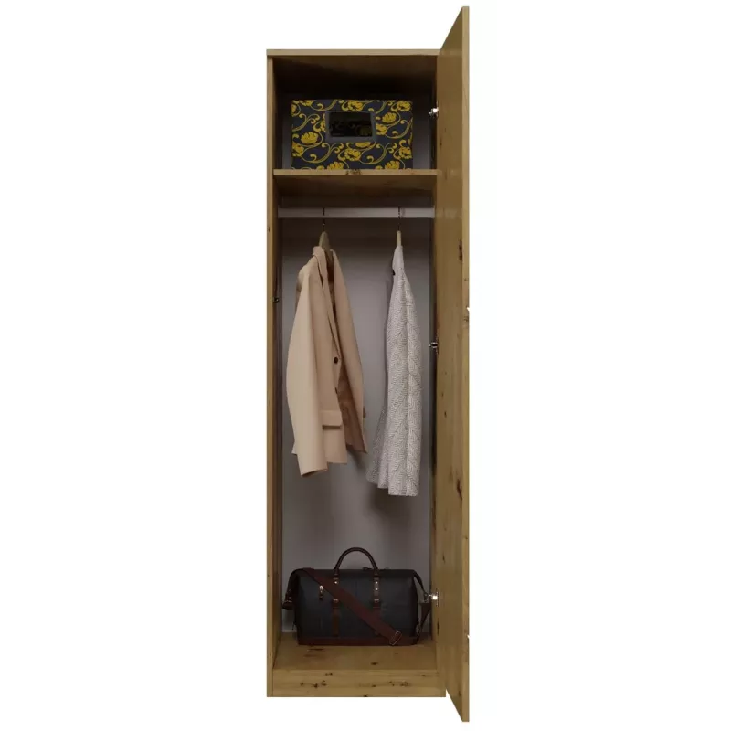 Topeshop SD-50 ARTISAN KPL makuuhuoneen vaatekaappi 5 hyllyä 1 ovi tammi