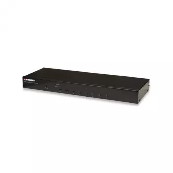 Intellinet 8-porttinen rack-asennettava KVM-kytkin, Combo USB + PS/2, näyttövalikko, kaapelit mukana (Euro 2-pin pistoke)