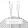 Baseus Simple Wisdom datakaapelisarja USB-C - Lightning PD 20W (2 kpl/pakkaus) 1,5m valkoinen