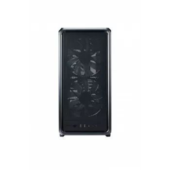PC Midi Tower Cooler Master MasterFrame 500 Mesh — musta läpinäkyvällä sivulla, tukee ATX/EATX, 2x200 mm edessä, 1x120 mm takana