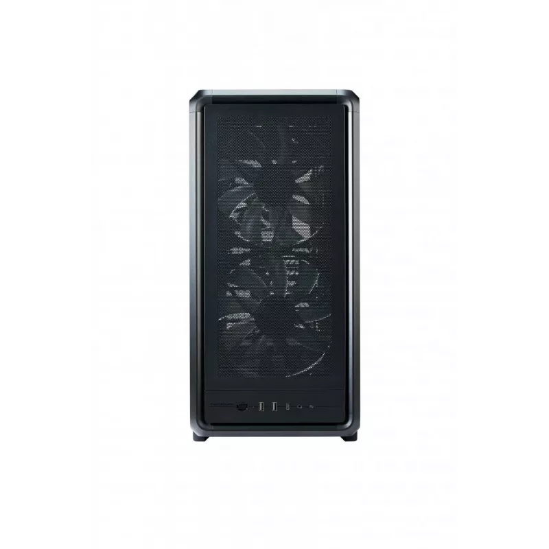 PC Midi Tower Cooler Master MasterFrame 500 Mesh — musta läpinäkyvällä sivulla, tukee ATX/EATX, 2x200 mm edessä, 1x120 mm takana