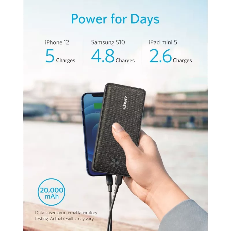 VARAVIRTALÄHDE USB 20000MAH musta/A1365G11 ANKER