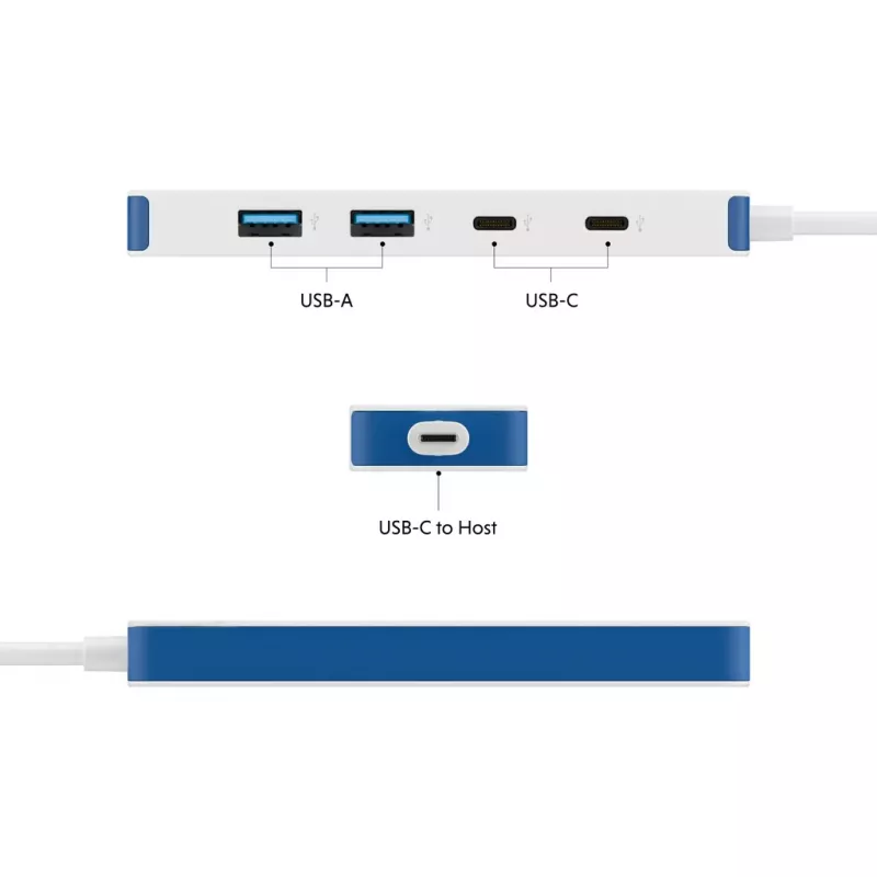 USB-C-keskitin HYPER HyperDrive Flex HD5200BUGL — 4 liitäntää, sininen