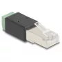 DeLOCK RJ45-pistoke–liitinrimasovitin 2-napainen 66604 musta vihreä