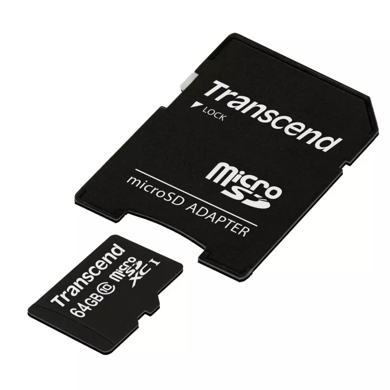 Flash-muisti Transcend 64GB MicroSDXC Class 10 adapteri
