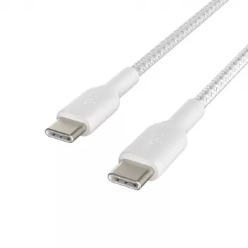 Kaapeli punottu USB-C - USB-C 1 m valkoinen
